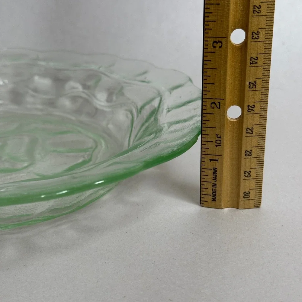 Vintage Light Green Textured Glass Soup Bowl Recycled